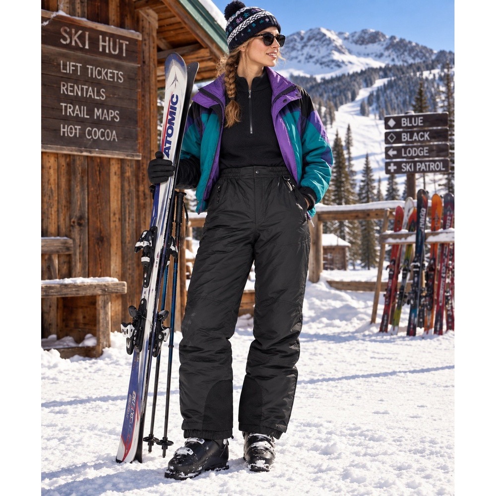 L.L.Bean Womens Petite Medium Thermore Insulated Snow Pants Black Ski